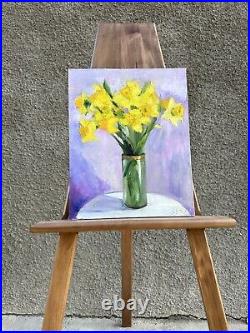 Narcissus Art Daffodil Painting on Canvas original Art Floral Original Painting
