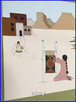 Navajo the Weaver 1994 Original Signed Painting on Board by Dona J Caal