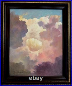 New Mexico Sky clouds Signed 2025 YASAMI oil painting on canvas framed 25 x 21
