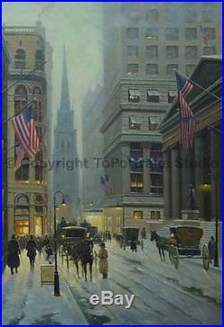 New York City In Winter, Original Landscape Oil Painting on Canvas, 24 x 36