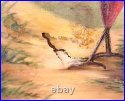 Nice Original Oil on Canvas Painting Framed NEEDS TLC C. Brull PAINTING