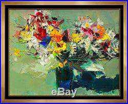 Nicola Simbari Original Oil Painting On Canvas Hand Signed Still Life Floral Art