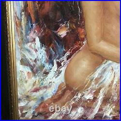 Nude Oil Painting On Canvas Framed Beautiful Lady Woman Signed A Claudie