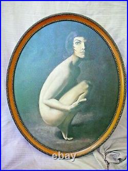 Nude Woman Oil on Canvas Painting Framed Signed Diana