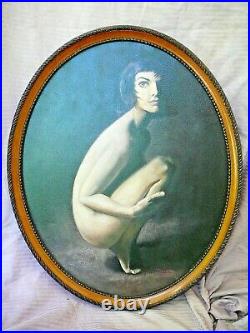 Nude Woman Oil on Canvas Painting Framed Signed Diana