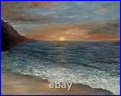 ORIGINAL ART SEASCAPE PAINTING OIL ON CANVAS BY GINA VANN 16 x 20 UNFRAMED NEW