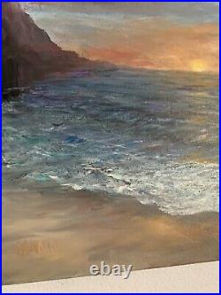 ORIGINAL ART SEASCAPE PAINTING OIL ON CANVAS BY GINA VANN 16 x 20 UNFRAMED NEW