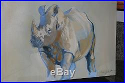 Original Keith Joubert White Rhinoceros Oil On Canvas Fine Art South Africa