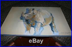 Original Keith Joubert White Rhinoceros Oil On Canvas Fine Art South Africa