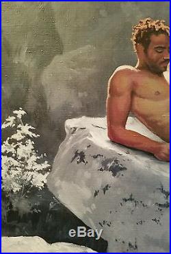 Original Oil On Canvas Gay Interested Male Nude Unsigned