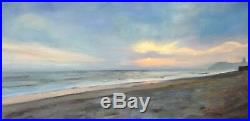 ORIGINAL OIL On canvas, Beach At Sunset, 10x 20 One Of A Kind