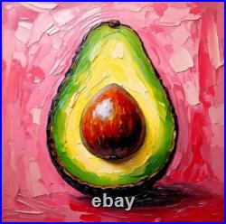 ORIGINAL Oil PAINTING on Canvas Avocado 12x12 in Textured Artwork Custom Order