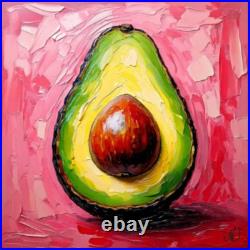 ORIGINAL Oil PAINTING on Canvas Avocado 12x12 in Textured Artwork Custom Order