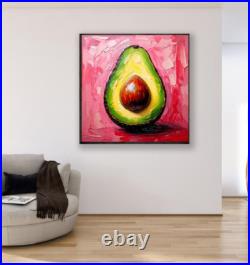 ORIGINAL Oil PAINTING on Canvas Avocado 12x12 in Textured Artwork Custom Order