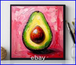 ORIGINAL Oil PAINTING on Canvas Avocado 12x12 in Textured Artwork Custom Order