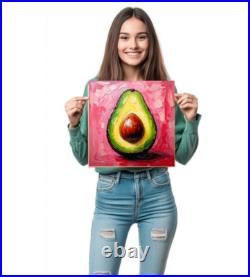 ORIGINAL Oil PAINTING on Canvas Avocado 12x12 in Textured Artwork Custom Order