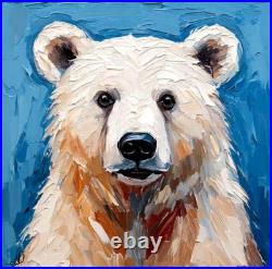ORIGINAL Oil PAINTING on Canvas Bear Textured Artwork 12x12 in Custom Order
