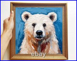 ORIGINAL Oil PAINTING on Canvas Bear Textured Artwork 12x12 in Custom Order