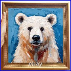 ORIGINAL Oil PAINTING on Canvas Bear Textured Artwork 12x12 in Custom Order
