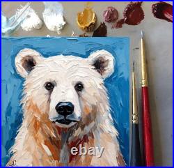 ORIGINAL Oil PAINTING on Canvas Bear Textured Artwork 12x12 in Custom Order