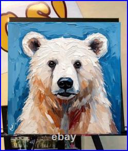 ORIGINAL Oil PAINTING on Canvas Bear Textured Artwork 12x12 in Custom Order