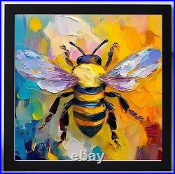 ORIGINAL Oil PAINTING on Canvas Bee Textured Artwork 8x8 in Custom Order