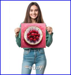 ORIGINAL Oil PAINTING on Canvas Cherry 12x12 in Textured Artwork Custom Order