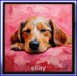ORIGINAL Oil PAINTING on Canvas Dog Textured Artwork 12x12 in Custom Order