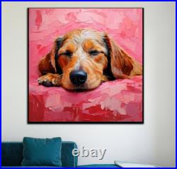 ORIGINAL Oil PAINTING on Canvas Dog Textured Artwork 12x12 in Custom Order