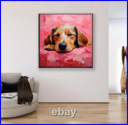ORIGINAL Oil PAINTING on Canvas Dog Textured Artwork 12x12 in Custom Order