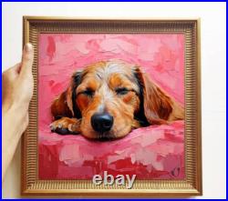 ORIGINAL Oil PAINTING on Canvas Dog Textured Artwork 12x12 in Custom Order