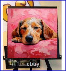 ORIGINAL Oil PAINTING on Canvas Dog Textured Artwork 12x12 in Custom Order
