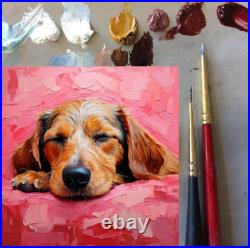 ORIGINAL Oil PAINTING on Canvas Dog Textured Artwork 12x12 in Custom Order