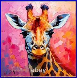 ORIGINAL Oil PAINTING on Canvas Giraffe Textured Artwork 12x12 in Custom Order ORIGINAL Oil PAINTING on Canvas Giraffe Textured Artwork 12x12 in Custom Order