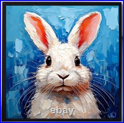 ORIGINAL Oil PAINTING on Canvas Hare Textured Artwork 12x12 in Custom Order