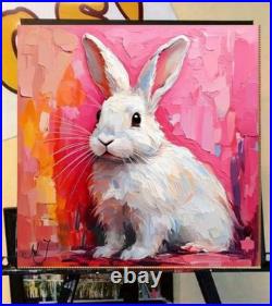 ORIGINAL Oil PAINTING on Canvas Hare Textured Artwork 12x12 in Custom Order