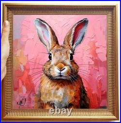 ORIGINAL Oil PAINTING on Canvas Hare Textured Artwork 12x12 in Custom Order
