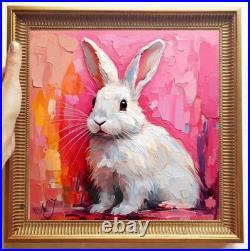 ORIGINAL Oil PAINTING on Canvas Hare Textured Artwork 12x12 in Custom Order