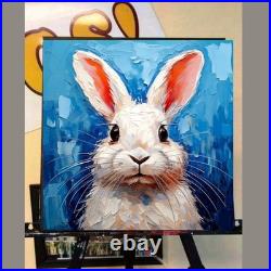 ORIGINAL Oil PAINTING on Canvas Hare Textured Artwork 12x12 in Custom Order