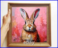 ORIGINAL Oil PAINTING on Canvas Hare Textured Artwork 12x12 in Custom Order