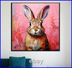 ORIGINAL Oil PAINTING on Canvas Hare Textured Artwork 12x12 in Custom Order