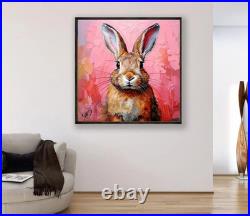 ORIGINAL Oil PAINTING on Canvas Hare Textured Artwork 12x12 in Custom Order