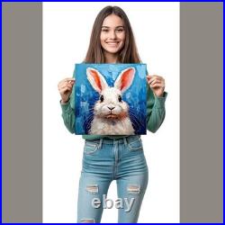 ORIGINAL Oil PAINTING on Canvas Hare Textured Artwork 12x12 in Custom Order