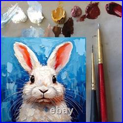 ORIGINAL Oil PAINTING on Canvas Hare Textured Artwork 12x12 in Custom Order