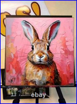 ORIGINAL Oil PAINTING on Canvas Hare Textured Artwork 12x12 in Custom Order