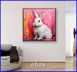 ORIGINAL Oil PAINTING on Canvas Hare Textured Artwork 12x12 in Custom Order
