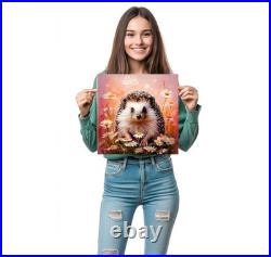 ORIGINAL Oil PAINTING on Canvas Hedgehog Textured Artwork 12x12 in Custom Order