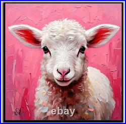 ORIGINAL Oil PAINTING on Canvas Lamb Textured Artwork 12x12 in Custom Order