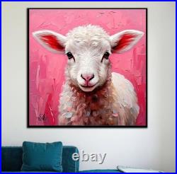 ORIGINAL Oil PAINTING on Canvas Lamb Textured Artwork 12x12 in Custom Order