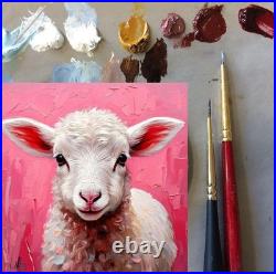 ORIGINAL Oil PAINTING on Canvas Lamb Textured Artwork 12x12 in Custom Order